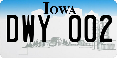 IA license plate DWY002