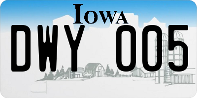 IA license plate DWY005