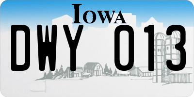 IA license plate DWY013