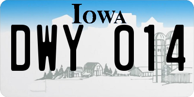 IA license plate DWY014