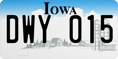 IA license plate DWY015