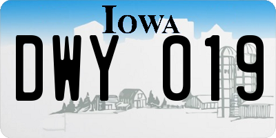 IA license plate DWY019