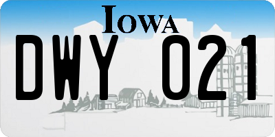 IA license plate DWY021