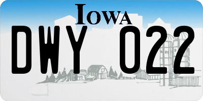 IA license plate DWY022