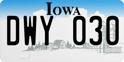 IA license plate DWY030