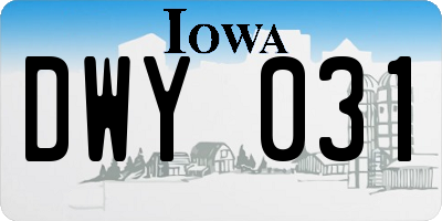 IA license plate DWY031