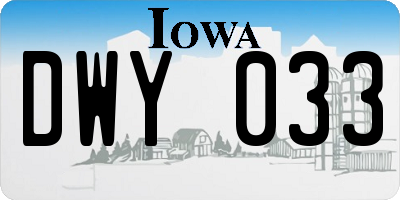 IA license plate DWY033