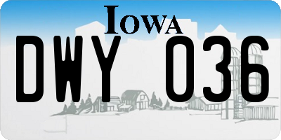 IA license plate DWY036