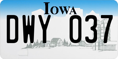 IA license plate DWY037