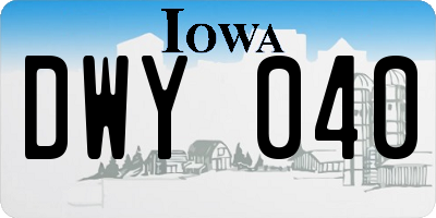 IA license plate DWY040