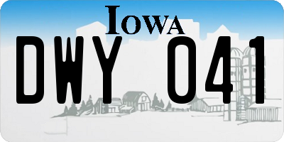 IA license plate DWY041