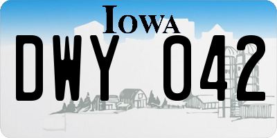 IA license plate DWY042