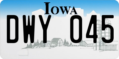 IA license plate DWY045
