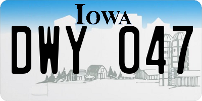 IA license plate DWY047
