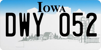 IA license plate DWY052