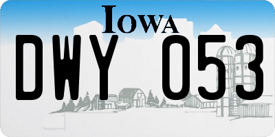 IA license plate DWY053