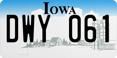 IA license plate DWY061