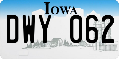 IA license plate DWY062