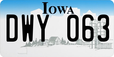 IA license plate DWY063