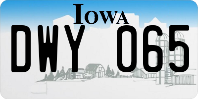 IA license plate DWY065