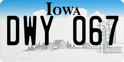 IA license plate DWY067