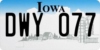 IA license plate DWY077