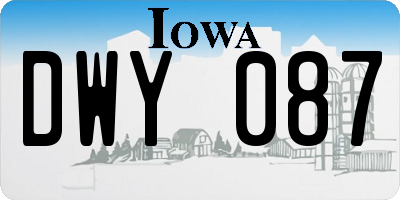IA license plate DWY087