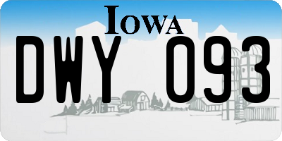IA license plate DWY093