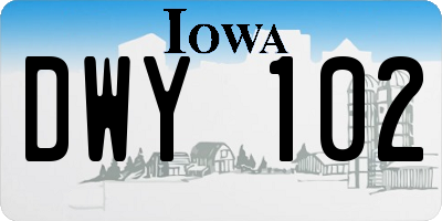 IA license plate DWY102