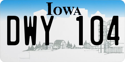IA license plate DWY104