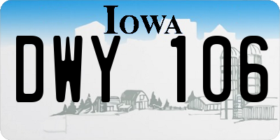 IA license plate DWY106