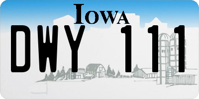 IA license plate DWY111