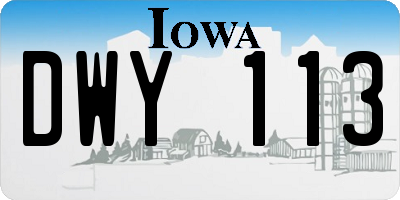 IA license plate DWY113