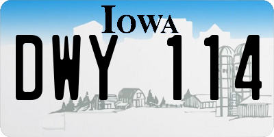 IA license plate DWY114