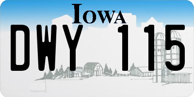 IA license plate DWY115