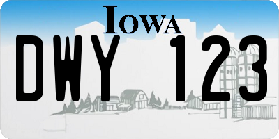IA license plate DWY123