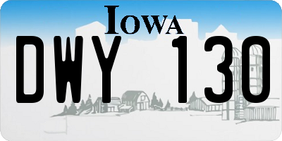 IA license plate DWY130