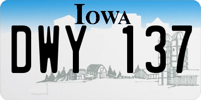 IA license plate DWY137