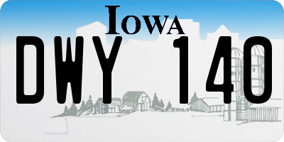 IA license plate DWY140