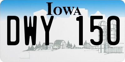 IA license plate DWY150
