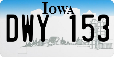 IA license plate DWY153