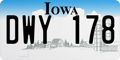 IA license plate DWY178