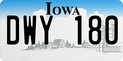 IA license plate DWY180