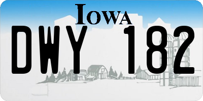 IA license plate DWY182