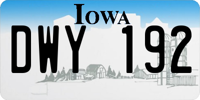 IA license plate DWY192