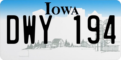 IA license plate DWY194