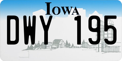 IA license plate DWY195
