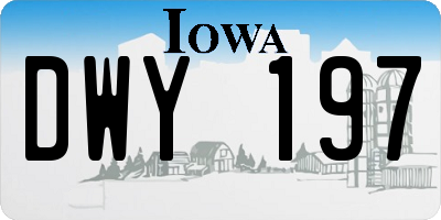 IA license plate DWY197