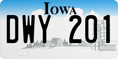 IA license plate DWY201