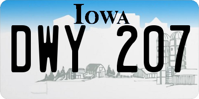 IA license plate DWY207